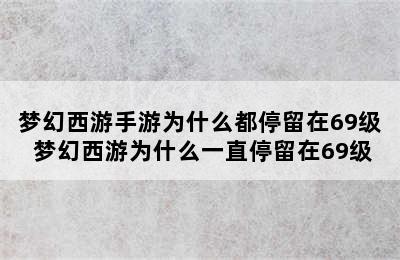 梦幻西游手游为什么都停留在69级 梦幻西游为什么一直停留在69级